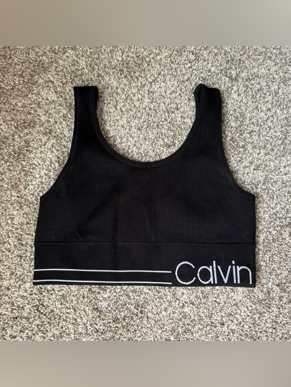 Calvin Klein Black Ribbed Sports Bra